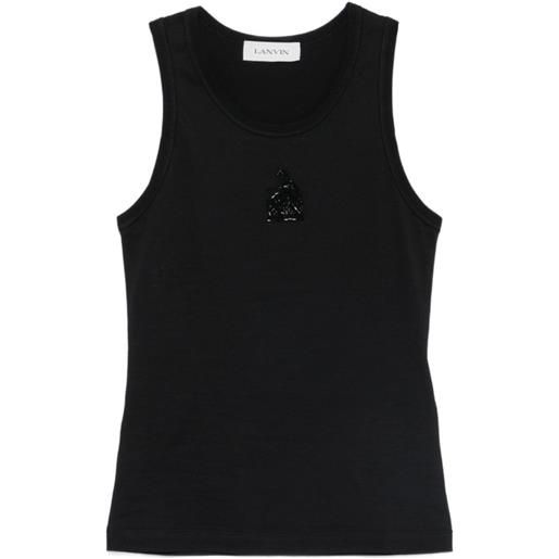 Lanvin canotta a coste con logo - nero