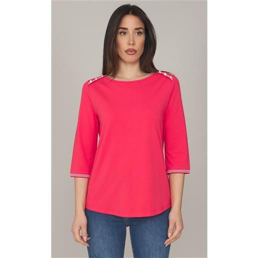 MARIA BELLENTANI maglia MARIA BELLENTANI con profili a contrasto - canarias, colore corallo