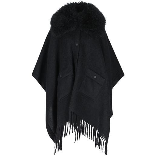 Moncler Grenoble mantella con frange - nero