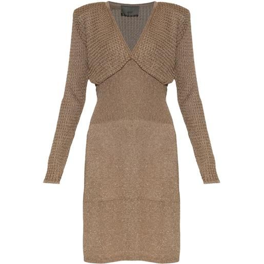 Akep lurex-thread knit midi dress - toni neutri