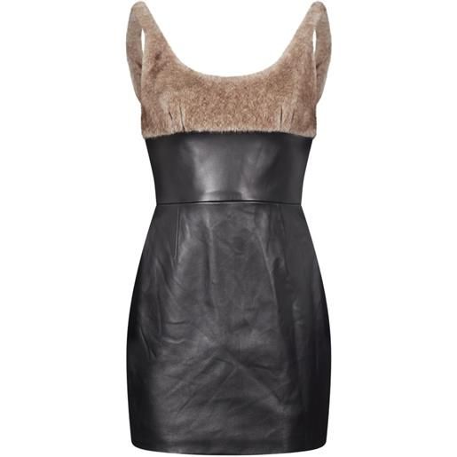 Alexander Wang leather dress with faux-fur bodice - nero