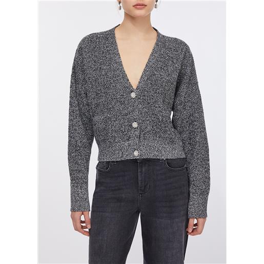 Liu jo cardigan con bottoni gioiello, nero