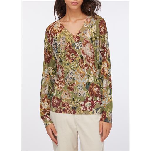 Liu jo pullover con scollo a v, stampa sanderson
