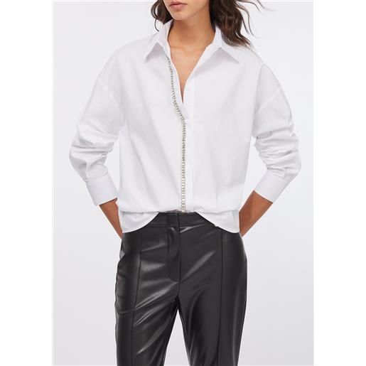 Liu jo camicia con ricami gioiello, bianco