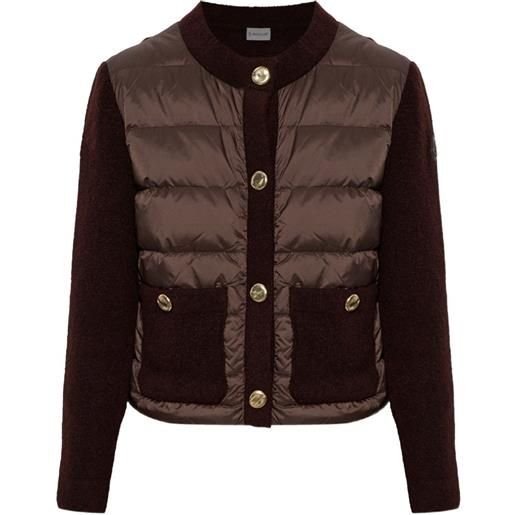 Moncler bouclé wool-blend padded cardigan - marrone