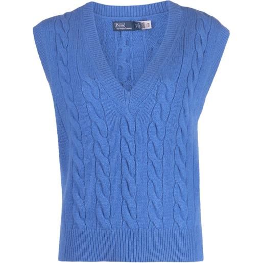 Polo Ralph Lauren gilet in maglia intrecciata - blu