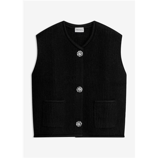 bonprix gilet in maglia con bottoni decorativi-nero