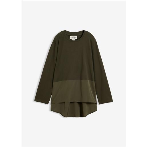 bonprix maglia a maniche lunghe in materiali misti-verde