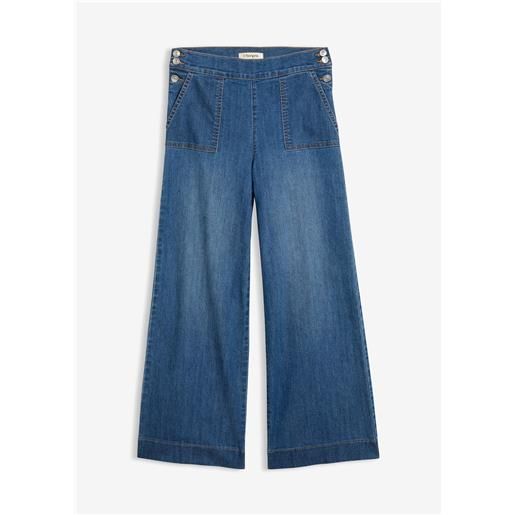 bonprix jeans wide leg con tasche applicate, vita alta-blu