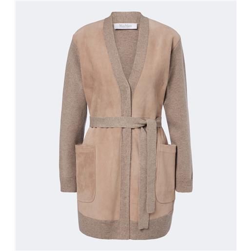 Max Mara cardigan in lana e cashmere con suede