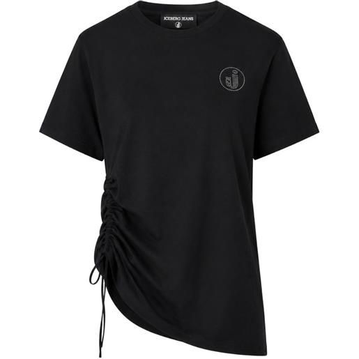 Iceberg t-shirt asimmetrica con ruches - nero