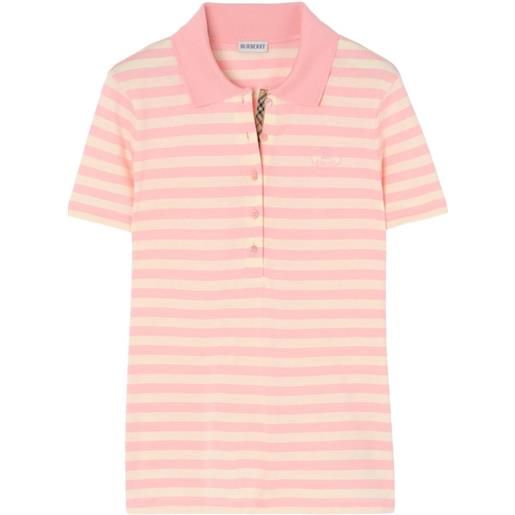 Burberry polo a righe in cotone - rosa