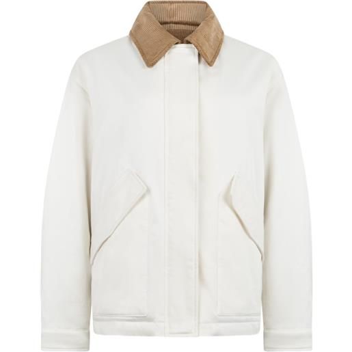 ASPESI corduroy-collar flap-pocket jacket - bianco