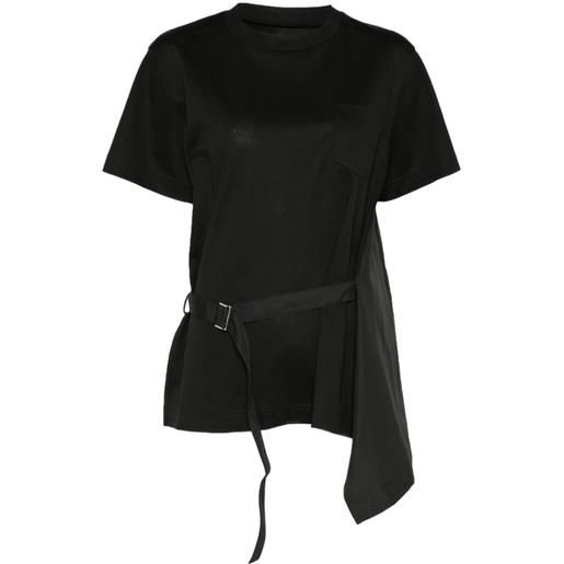 sacai t-shirt con orlo asimmetrico - nero