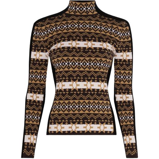 Jean Paul Gaultier maglione crop in lana merino con motivo fair isles jacquard - marrone