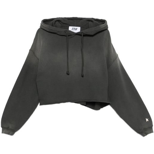 Golden Goose star logo-print cropped hoodie - grigio