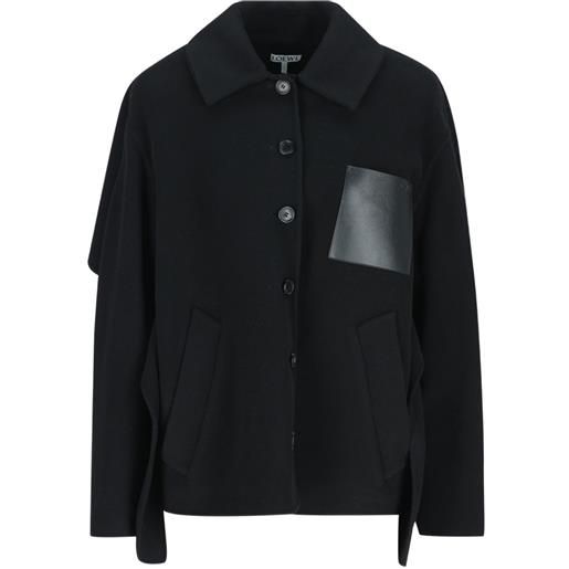 LOEWE leather-patch cape-style jacket - nero