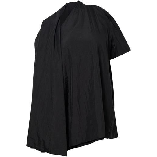 pushBUTTON top a maniche corte cpn drappeggio - nero