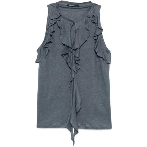 Luisa Cerano top con ruches - blu