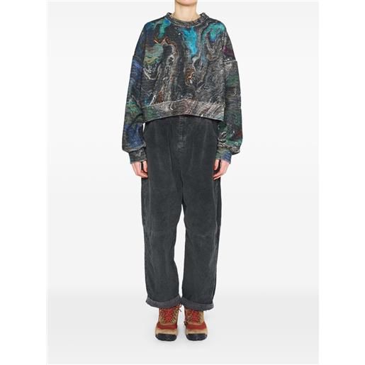 Anntian abstract-print cropped sweater - nero