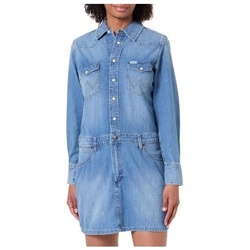 Wrangler - abito donna - vestibilità regular - ls denim dress - ultra marine