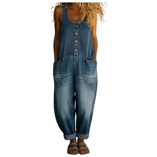 shownicer salopette donna estiva jumpsuit casual salopette jeans lunghi con tasche
