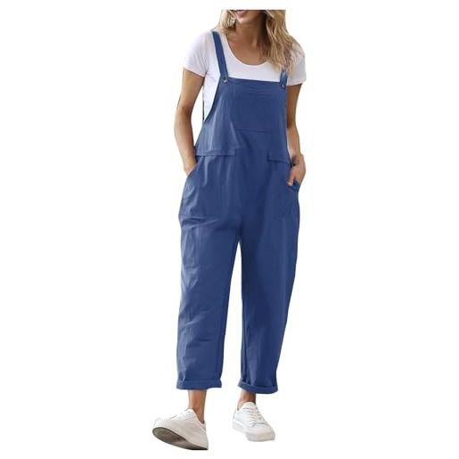 Generic salopette da donna salopette larghe casual senza maniche da donna tuta elegante lunga tuta casual fit pantaloni larghi cinghie elastiche con tasche salopette larghe