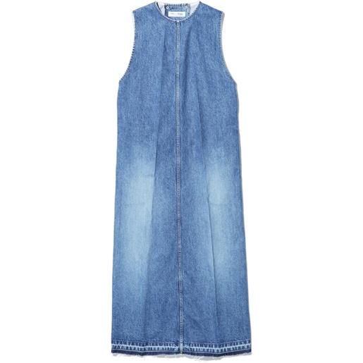 TOGA TOO abito lungo denim con frange - blu