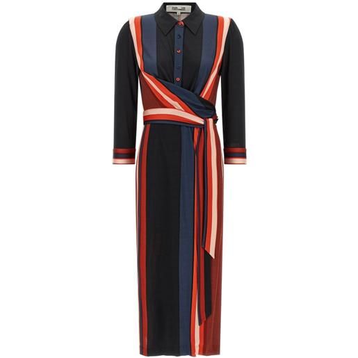 DVF Diane von Furstenberg sana stripe-print midi dress - rosso