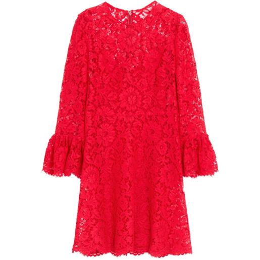 Valentino Garavani heavy-lace ruffled dress - rosso