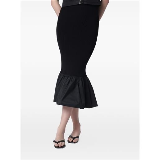 Patou ribbed ruffled midi skirt - nero