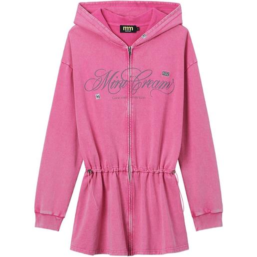 Mini Cream abito corto con logo e coulisse in vita - rosa