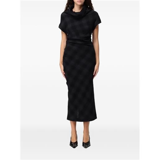 Tela ribbed cowl-neck midi dress - nero
