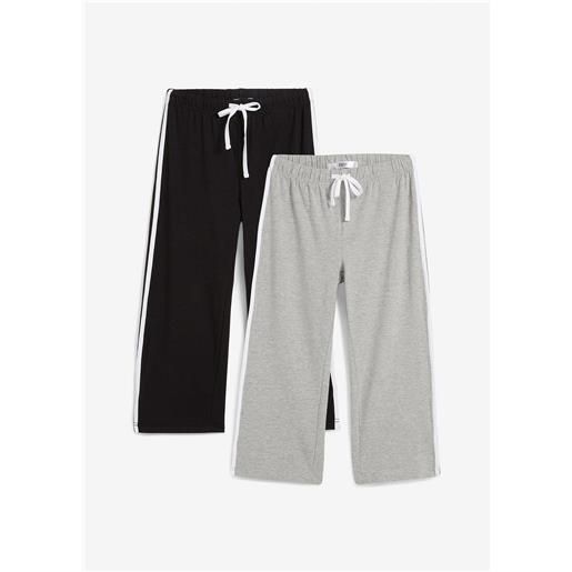 bonprix pantaloni capri in cotone elasticizzato (pacco da 2)-nero