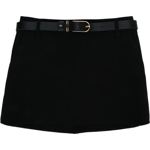 Elisabetta Franchi double layer crêpe miniskirt with belt - nero