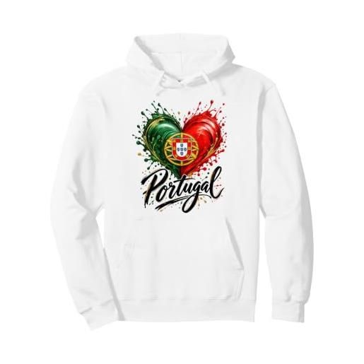 Portugal Apparel bandiera portogallo cuore patriottica portoghese felpa con cappuccio