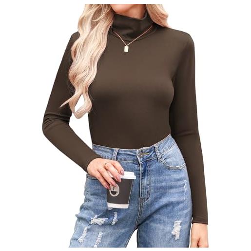 Aottori maglia donna collo alto dolcevita manica lunga cotone slim fit | lupetto leggero, aderente basic, top elegante, intimo traspirante, sottogiacca elasticizzato primavera autunno