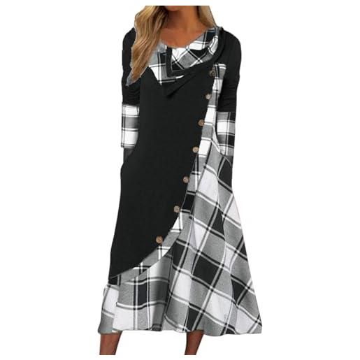 lozssnigzi vestito scozzese donna vestiti scozzesi cerimonia eleganti vestito da sera natalizio autunnale invernale corto abiti tartan capodanno casual abito scozzese maniche lunghe natale