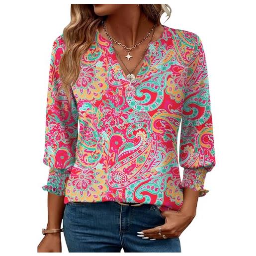 Rapbin camicette da donna con maniche a 3/4 con scollo a v estive casual tunica top da donna eleganti camicie da lavoro 2025