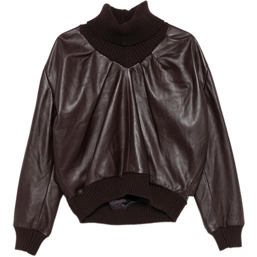Victoria Beckham maglione in pelle arricciata - rosso