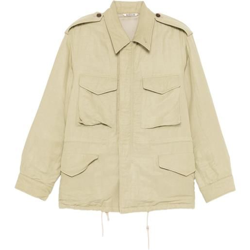 Auralee satin padded military jacket - verde