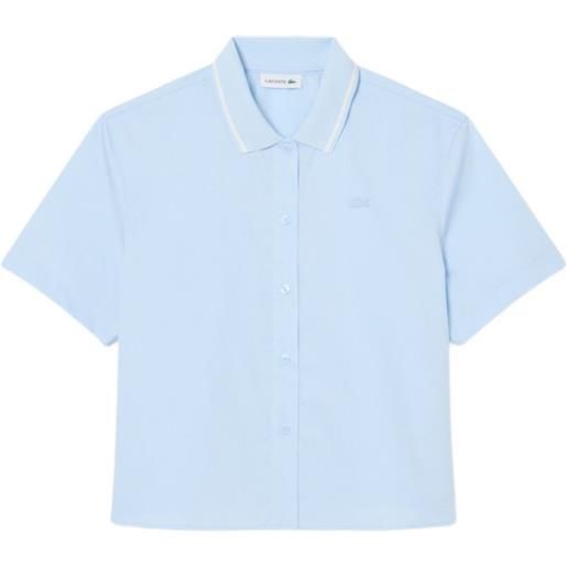 Lacoste petit piqué-effect oversized shirt - blu