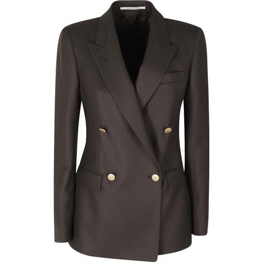 Tagliatore parigi vinaccia double-breasted twill blazer - marrone