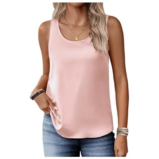 Zeagoo canotte in raso di seta per le donne con scollo rotondo senza maniche camisole top 2025 camicette base estive