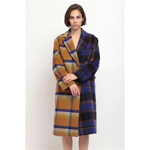 Desigual, cappotto lungo loose tartan, giallo, l