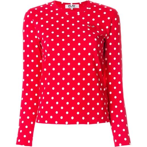 Comme Des Garçons Play polka dot heart logo t-shirt - rosso